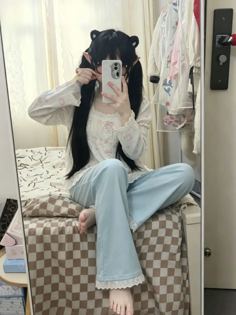 甜妹 睡衣家居服 睡衣穿搭 ootd 夏天