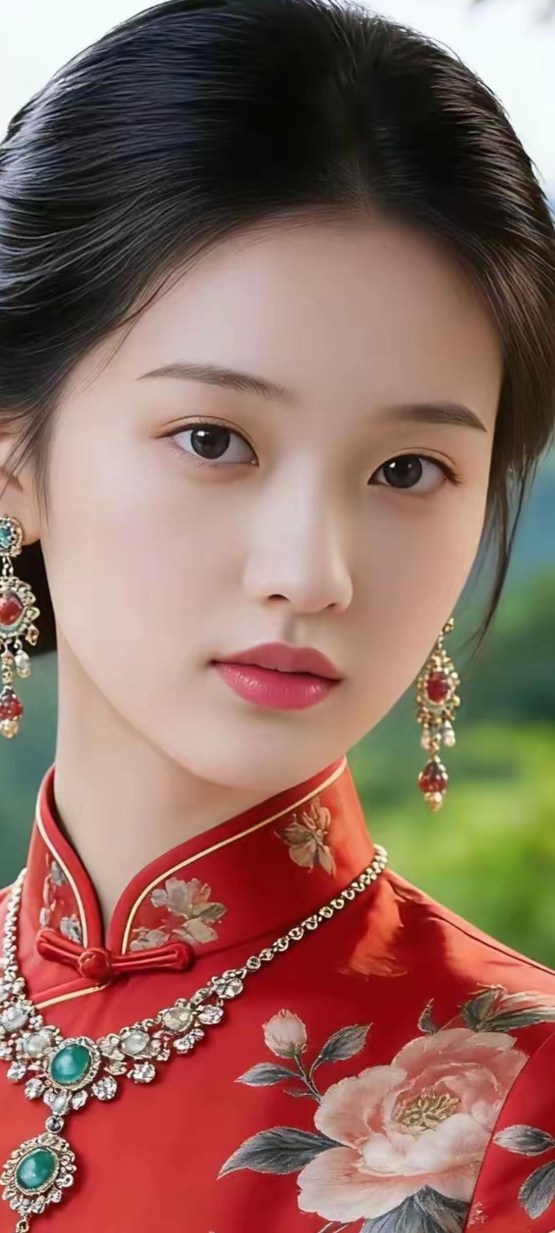 古典优雅，红衣美人，尽显东方韵味