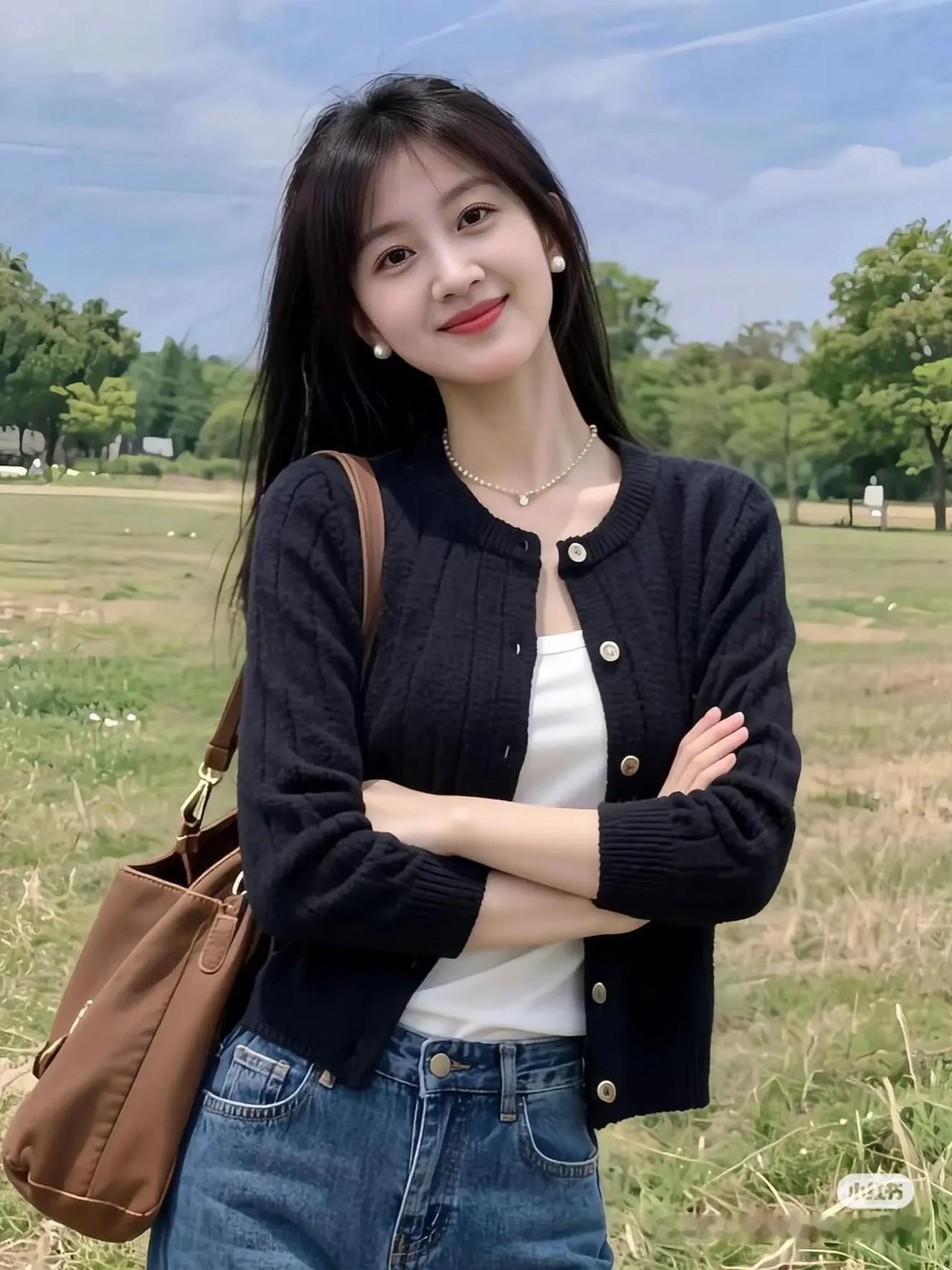 元气少女在公园的清新穿搭 美女 穿搭 穿搭 美女