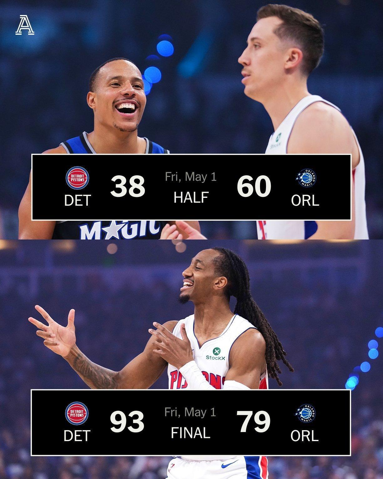 活塞93-79逆转魔术！大比分3-3拖入抢七！活塞vs魔术活塞3比3魔术活塞魔术