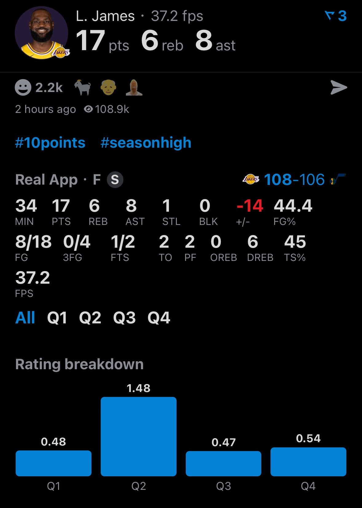 雷迪克谈勒布朗仍在找状态：“我觉得对他来说，关键是适应比赛节奏，同时也要找回那种