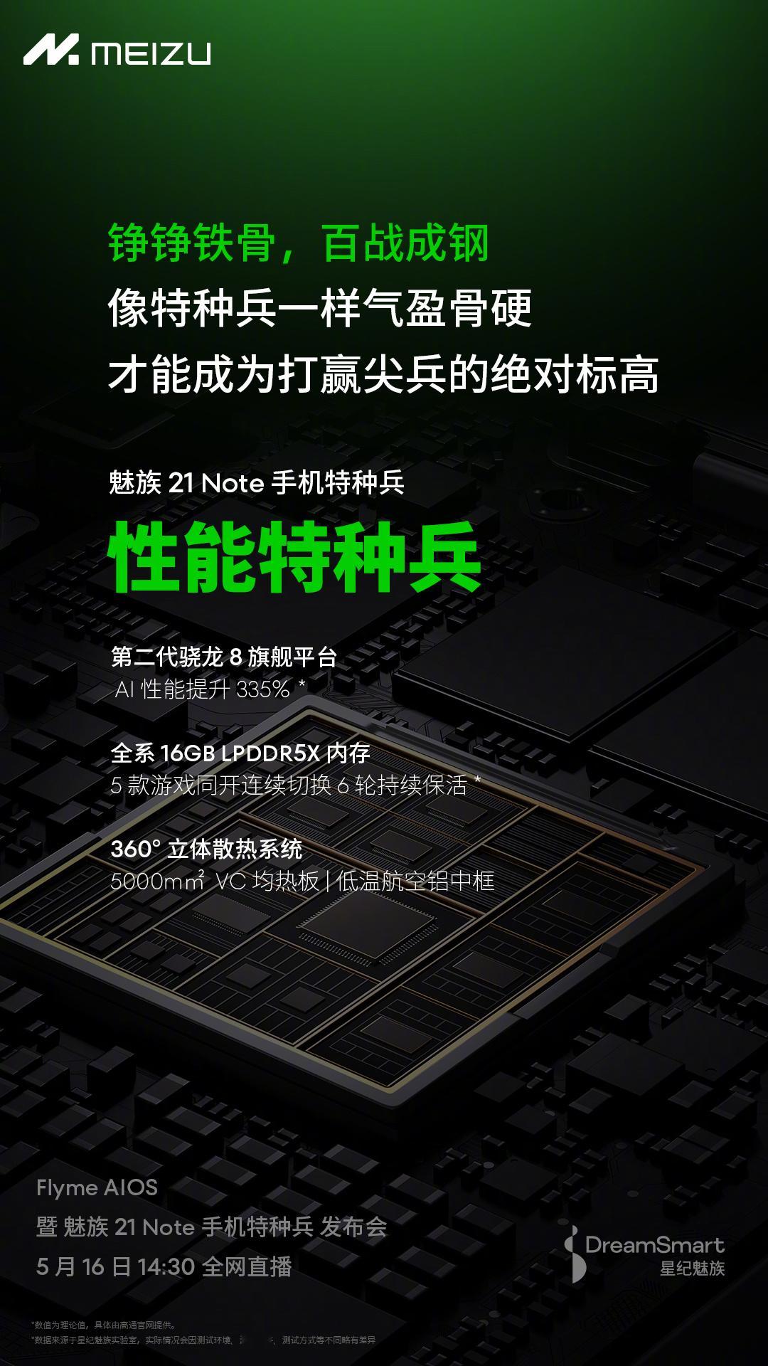 21 Note，第二代骁龙 8 旗舰处理器，全系 16G 运存，低温航空铝金属中