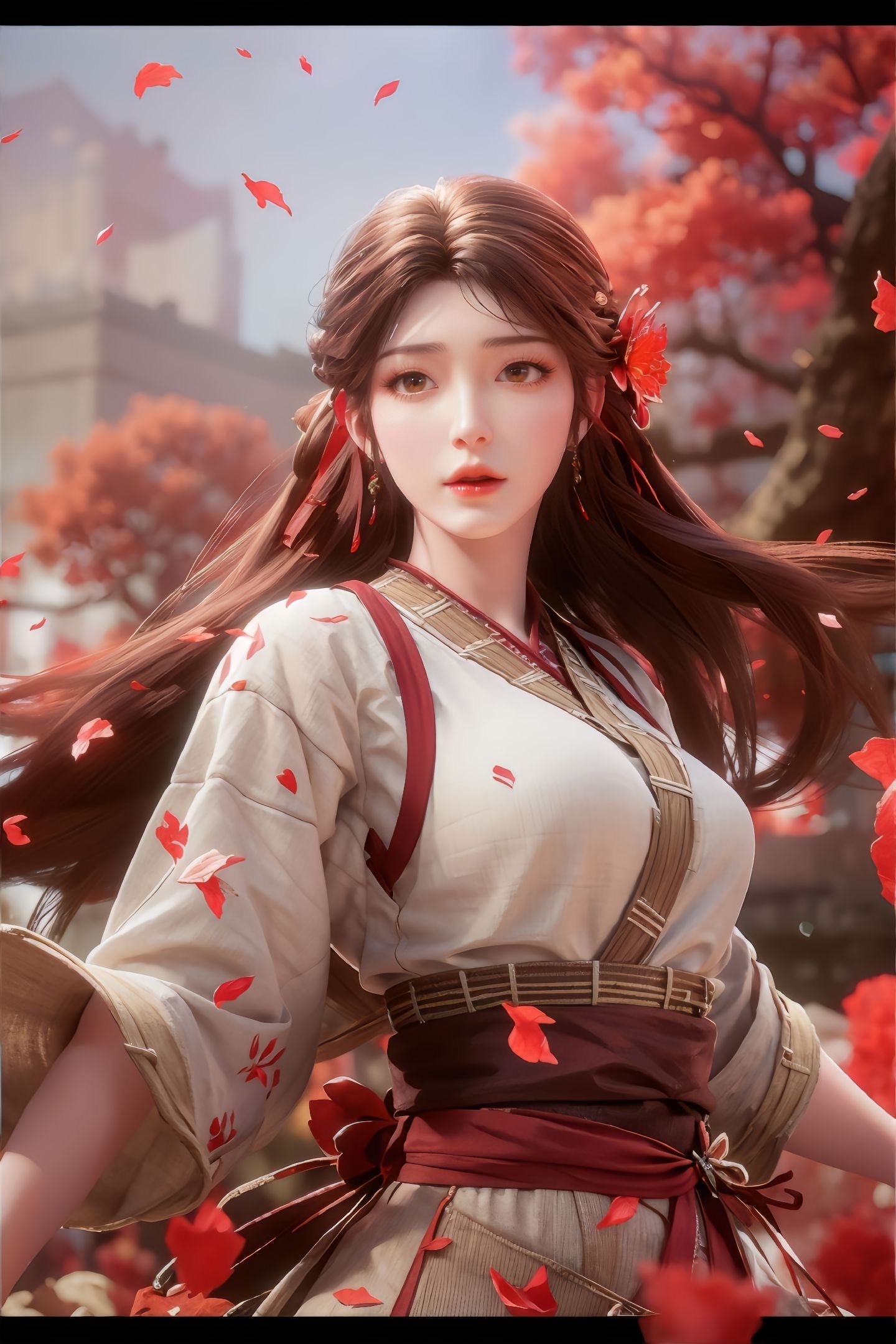 完美世界火灵儿 万里火桑花影，丽日正喧，神女心事闲闲，绰约身影轻轻摇晃！ 