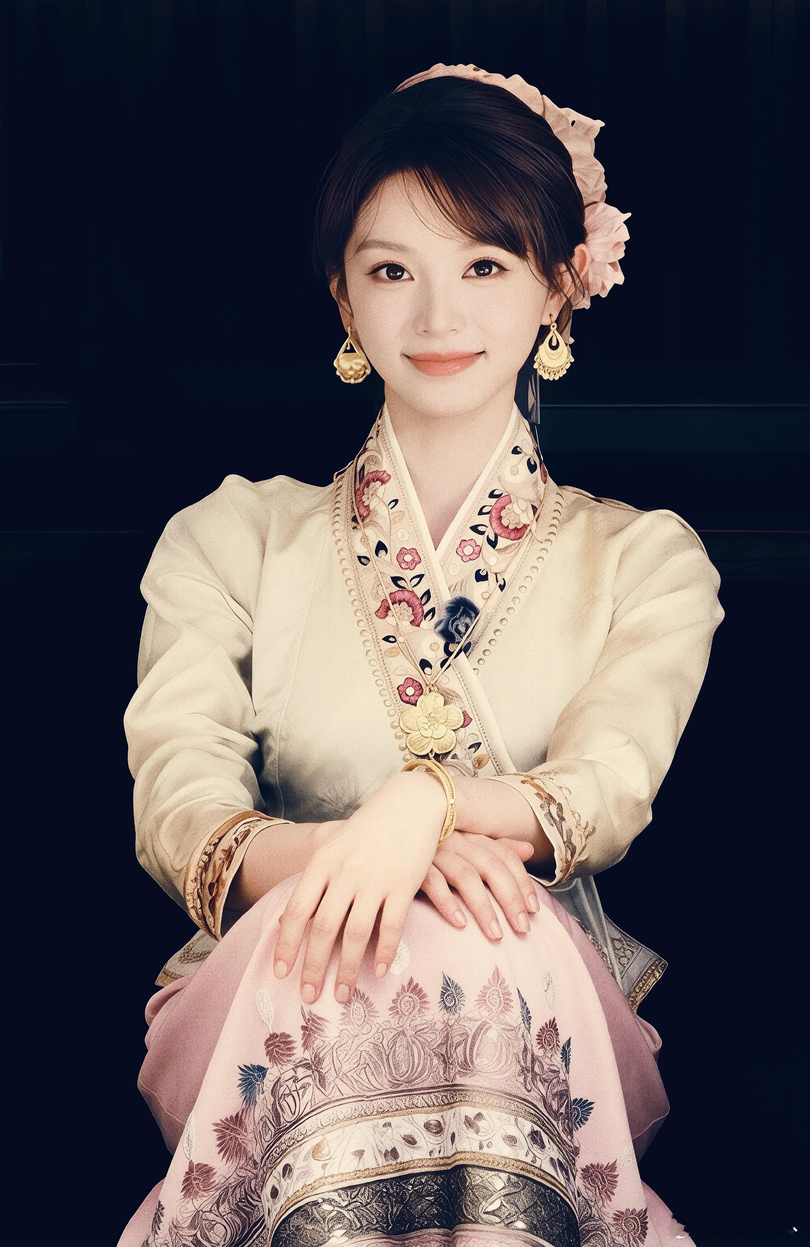 妥妥的傣族公主，vv真的是穿什么都好看田曦薇傣装盘发造型田曦薇