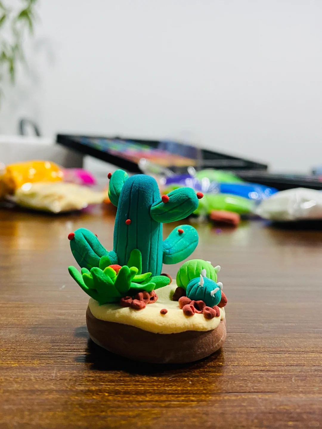 超轻粘土制作🌵仙人掌盆栽手工