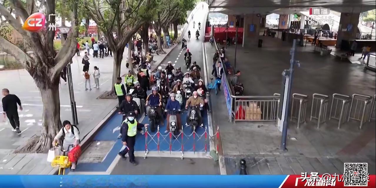 广州好消息！40余主干道路口进行微改造，铺设蓝色非机动车道涂装，清晰、醒目、安全