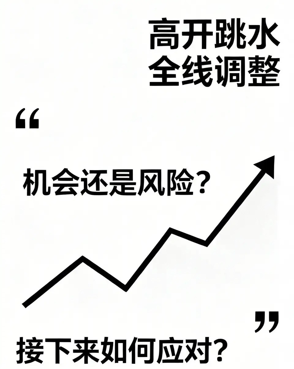 高开跳水，全线调整，机会还是风险？接下来如何应对？上午指数大幅下跌，早盘高开之后