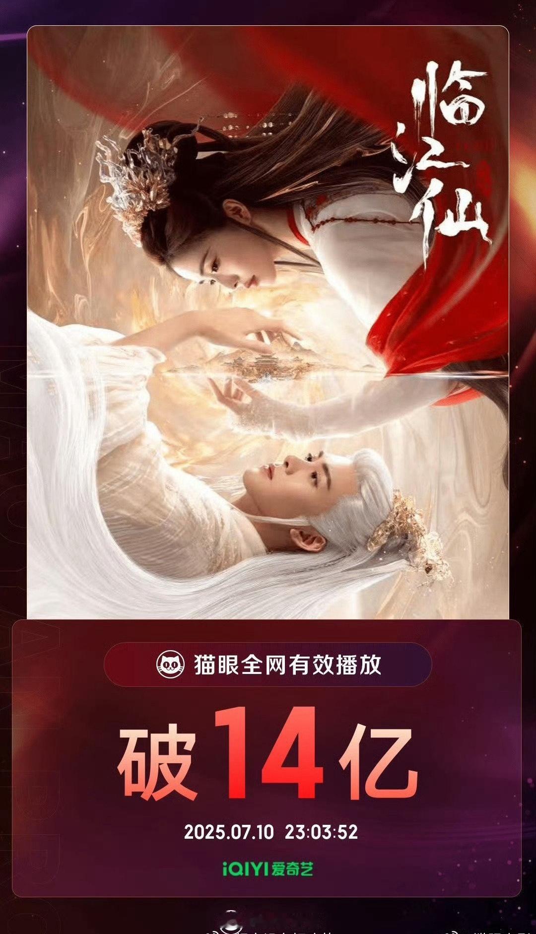 白鹿 曾舜晞《临江仙》猫眼全网有效播放量破14e[偷乐] ​​​
