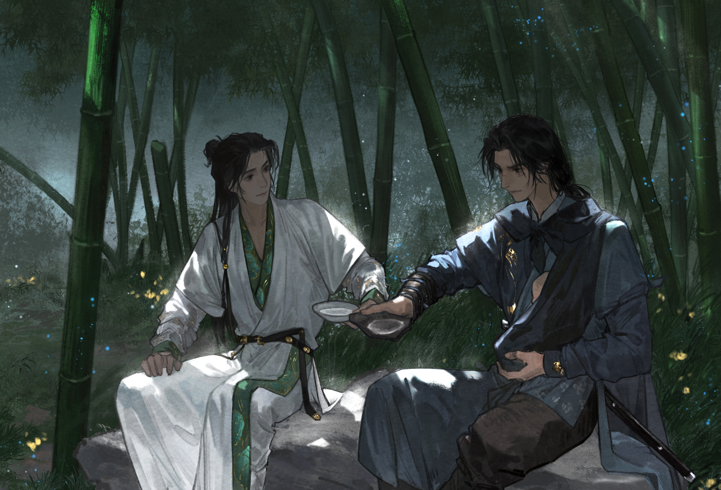 燕云十六声晏奚 竹林里碰一个~！【其实是开头动画那一段，我就是想看他俩喝酒！】 