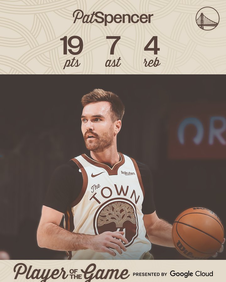 斯潘塞生涯第一次首发出战，出场30分钟12中7三分4中3，砍下生涯新高的19分，