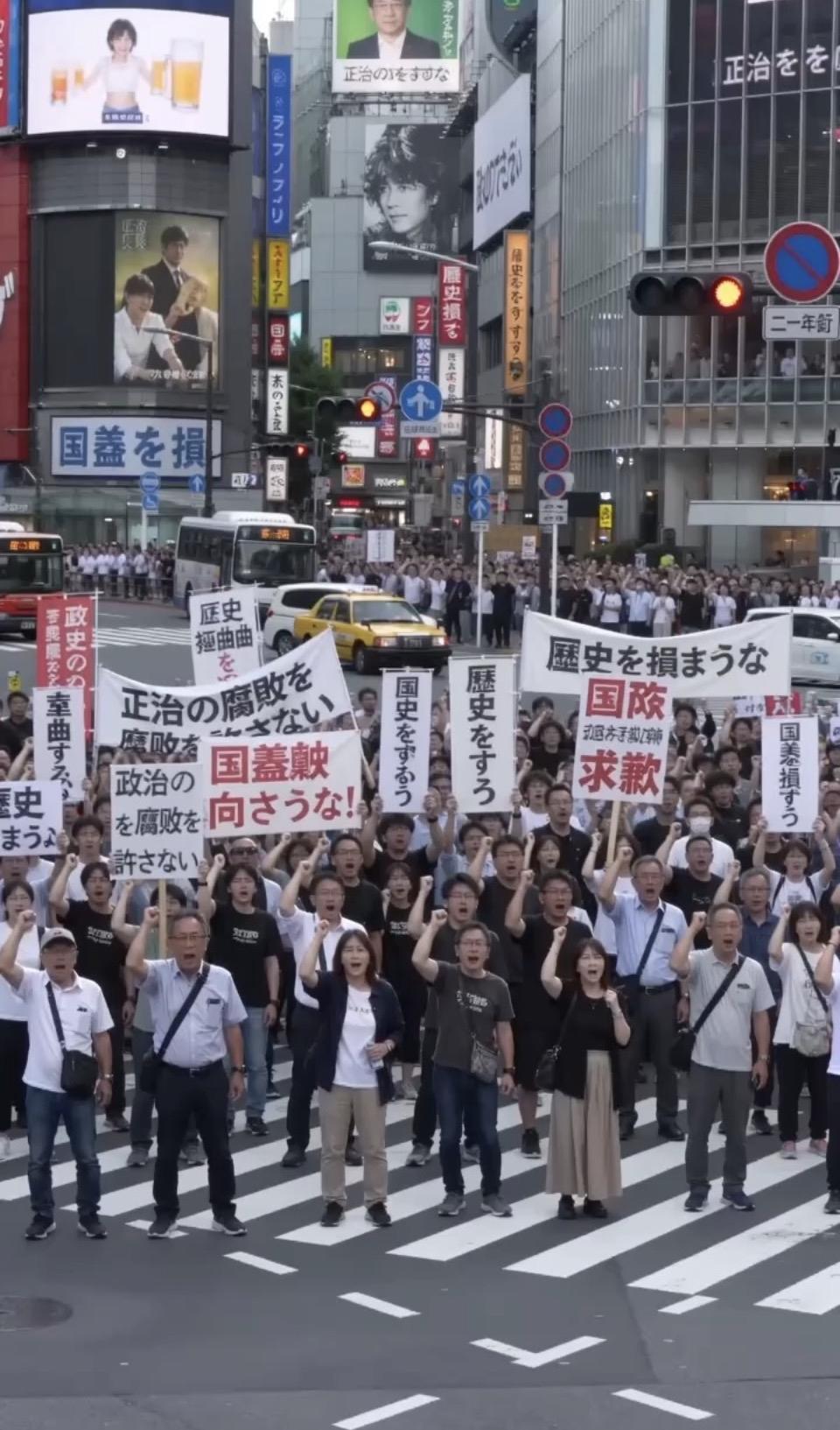 日本街头的正义呐喊从未停歇！从反对政治腐败，到呼吁正视历史，民众们高举标语走上街
