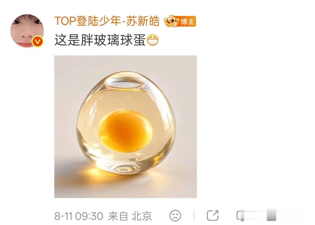 苏新皓AI的胖玻璃球蛋苏新皓晒胖玻璃球蛋 小苏你有点可爱了哈哈哈哈哈 