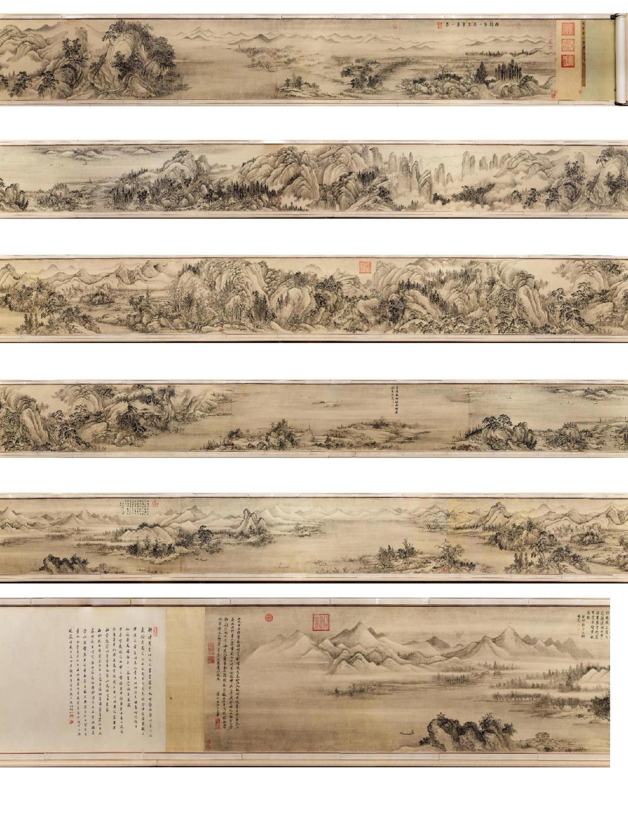 上博最长的画：王翚《重江叠嶂图》全卷。图卷纵51.0厘米，横1891.0厘米。被