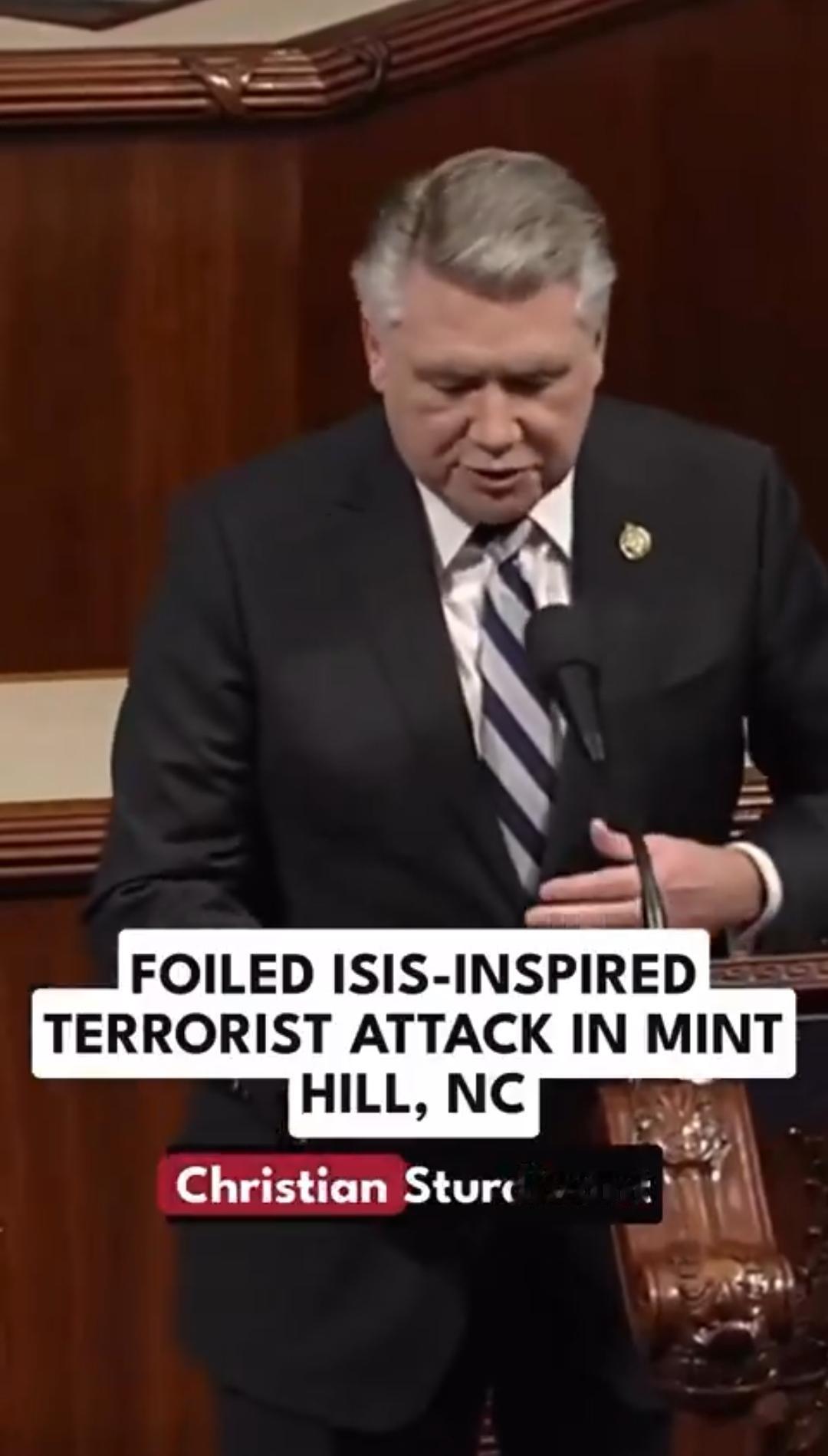 🇺🇸美国北卡罗来纳州众议员马克·哈里斯在阻止了一起受ISIS启发的袭击后就伊