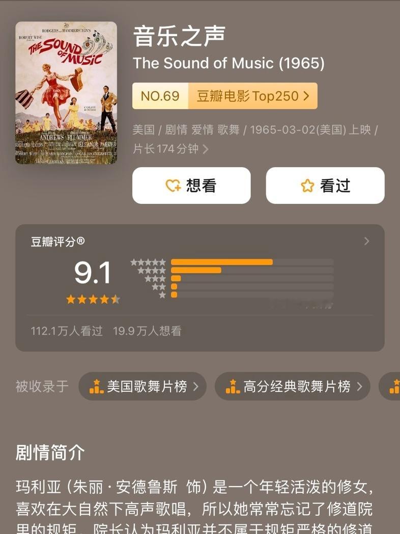 10部适合反复重温的高分歌舞片。 跨年电影愿  《音乐之声》《爱乐之城》《悲惨世