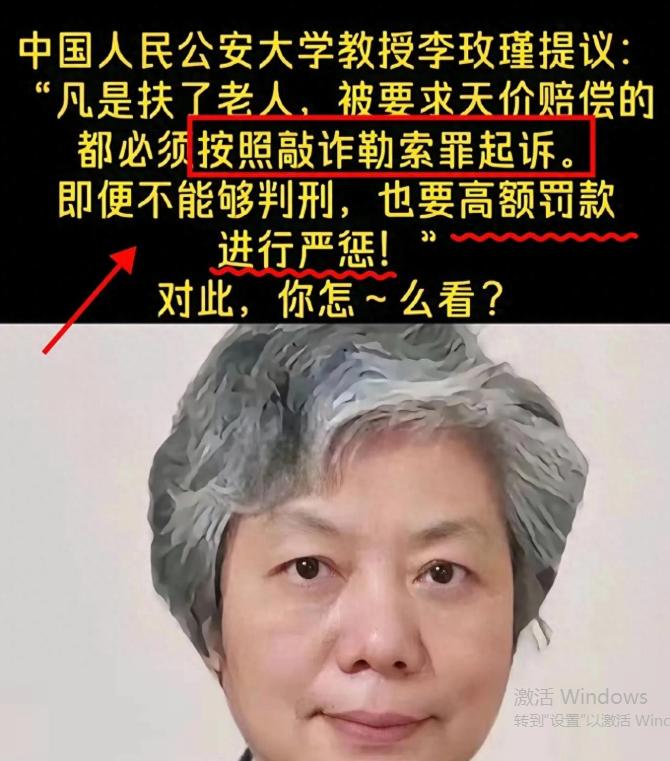 “不能判刑，那就高额罚款！”中国人民公安大学李玫瑾教授建议，凡是扶了老人被要求天