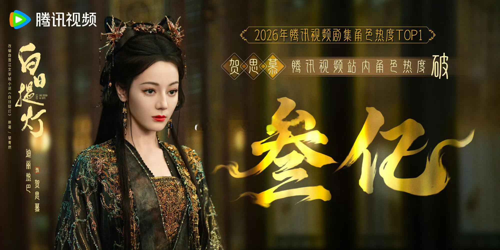 迪丽热巴贺思慕腾讯视频站内角色热度破3亿 