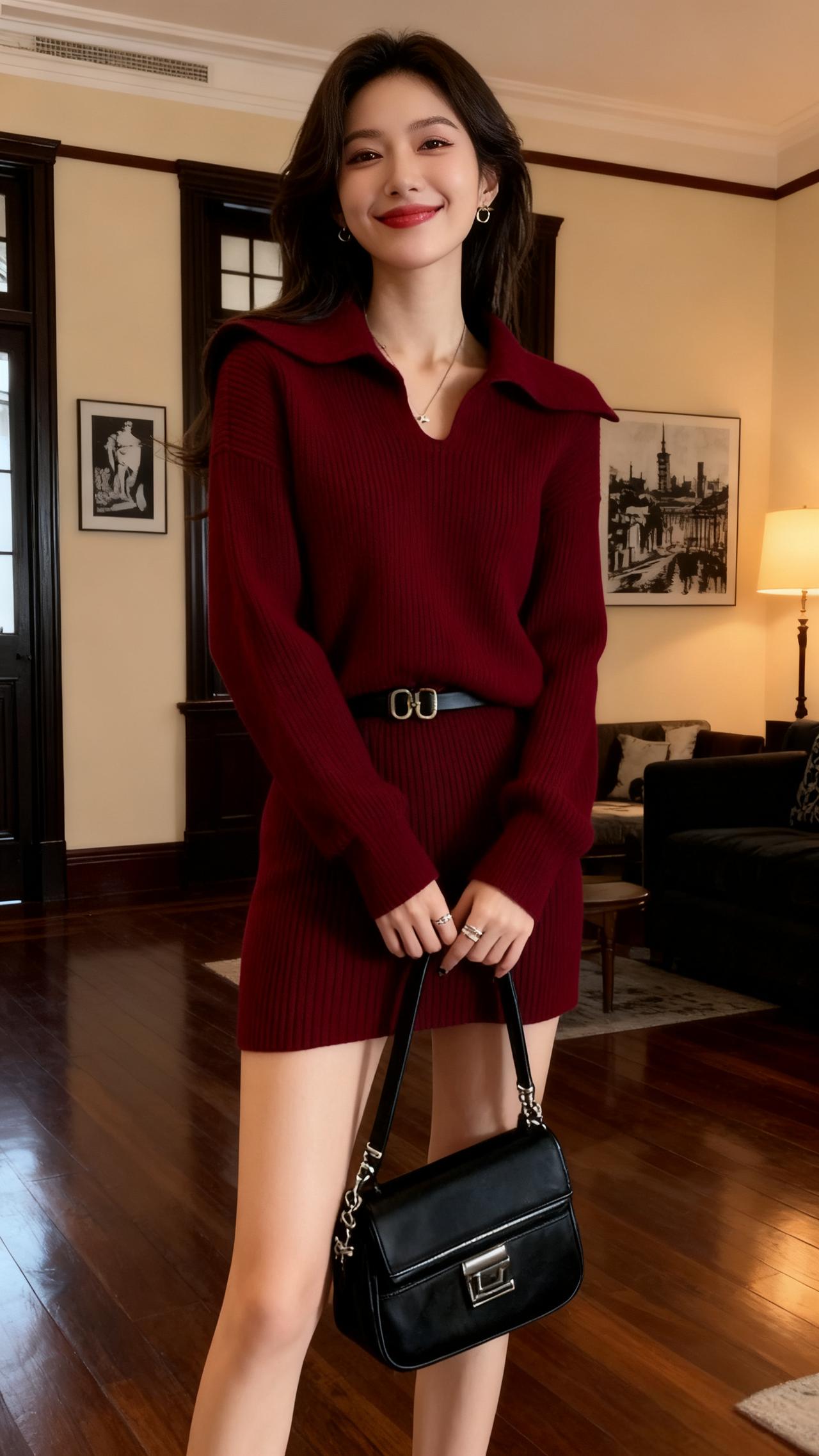 甜妹风 新年装针织日常搭配舒适