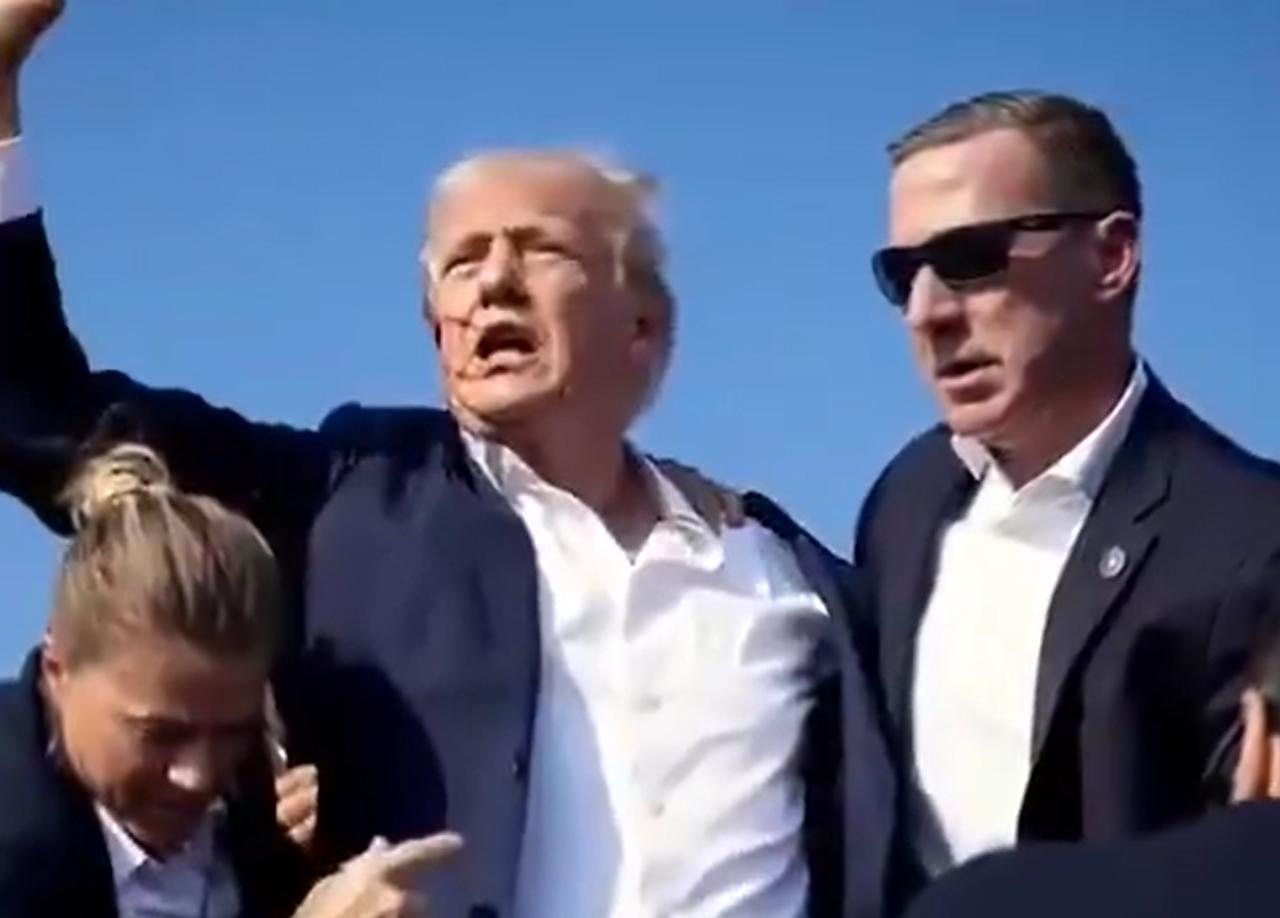 美国特勤局放出了一段视频，其中一帧是特朗普遇刺时的那张经典照片。

美伊马上就要
