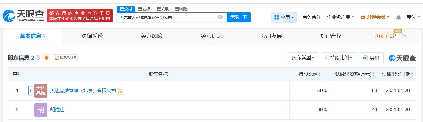 【贾国龙1周成立两家新公司贾国龙近期接连成立新公司】天眼查App显示，近日，内蒙