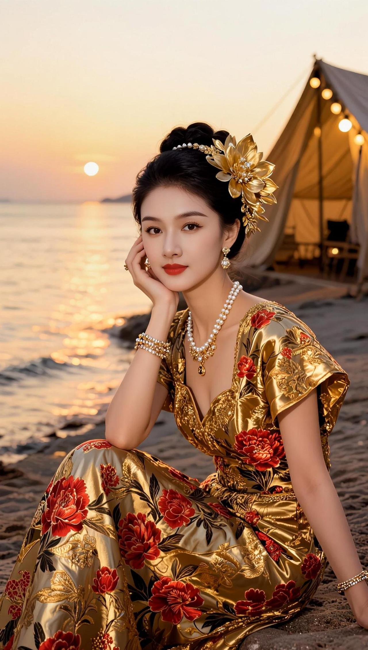 AI古典美人写真 随变ai随便玩 鎏金氛围感 精致妆容 氛围感美女