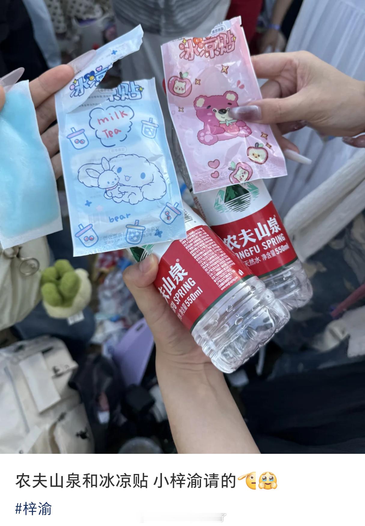 刷到梓渝音乐节自掏腰包给粉丝买藿香正气水、矿泉水、冰凉贴，还给工作人员买了奶茶，