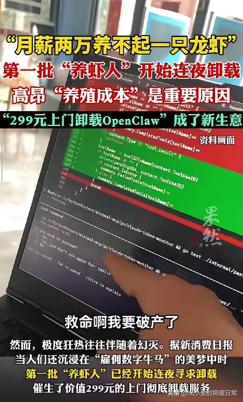月薪2万养不起一只“龙虾”
第一批养虾人连夜卸载，299元上门“杀虾”生意爆火