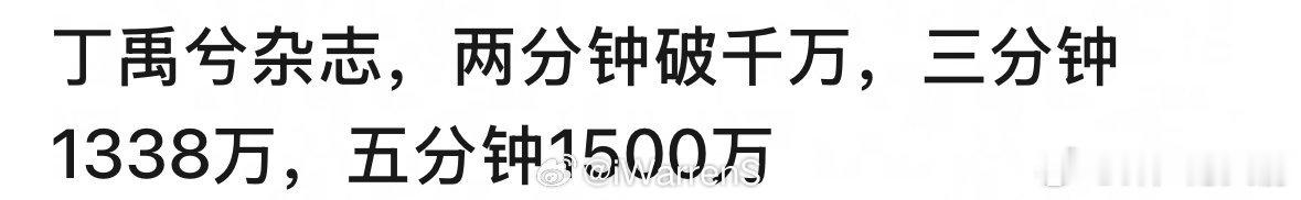 丁禹兮新杂志销售额两分钟破千万，五分钟1500万……[傻眼]这是真爆了吧 