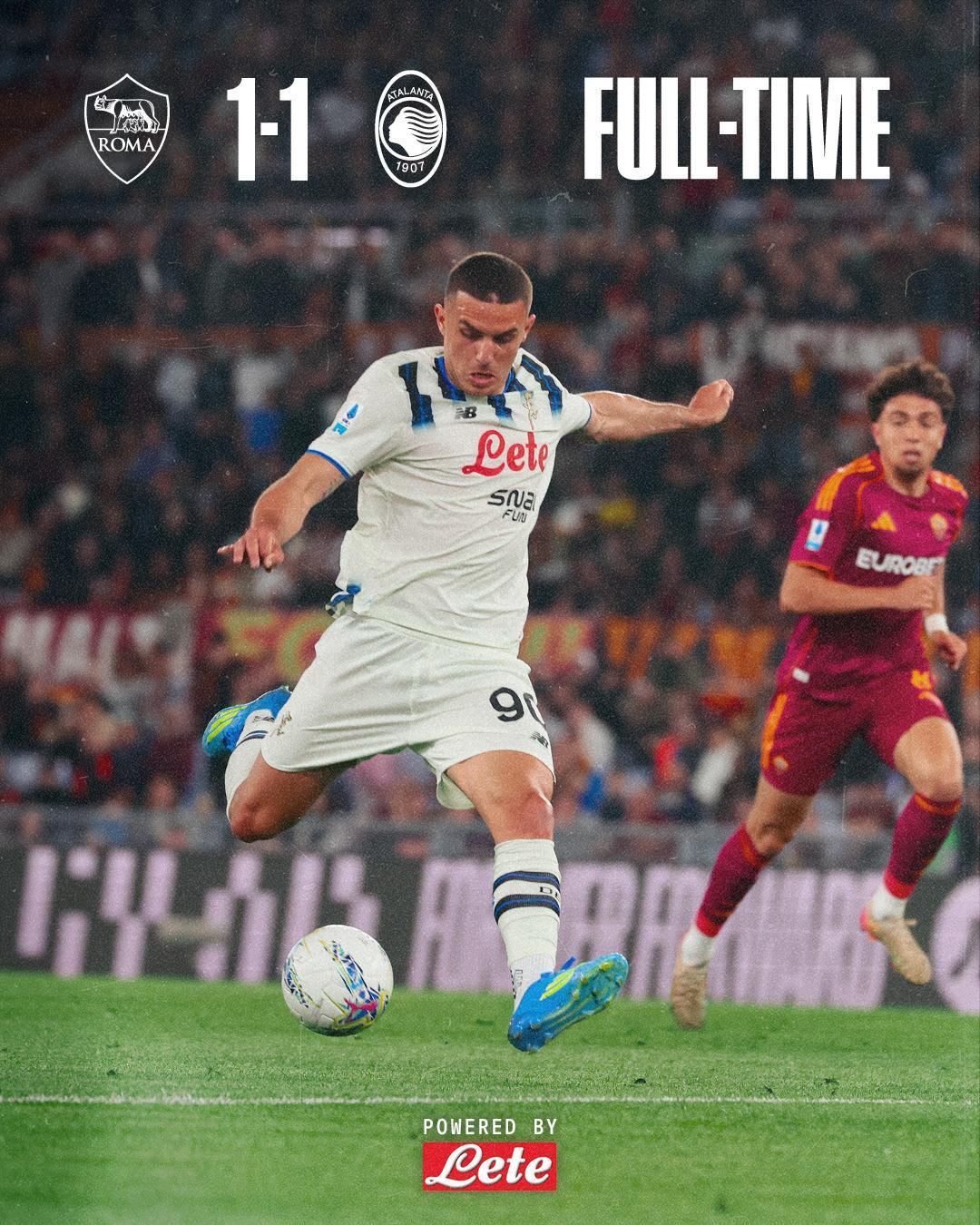 意甲联赛 亚特兰大客场与罗马队1：1握手言和，德凯特拉雷🇧🇪首发踢了上半场；