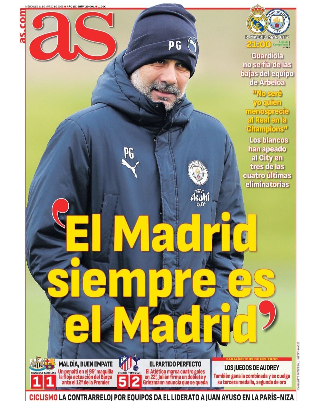 皇马 《阿斯》瓜迪奥拉: 皇马还是皇马；在欧冠看轻皇马的人不是我最近四场淘汰赛皇