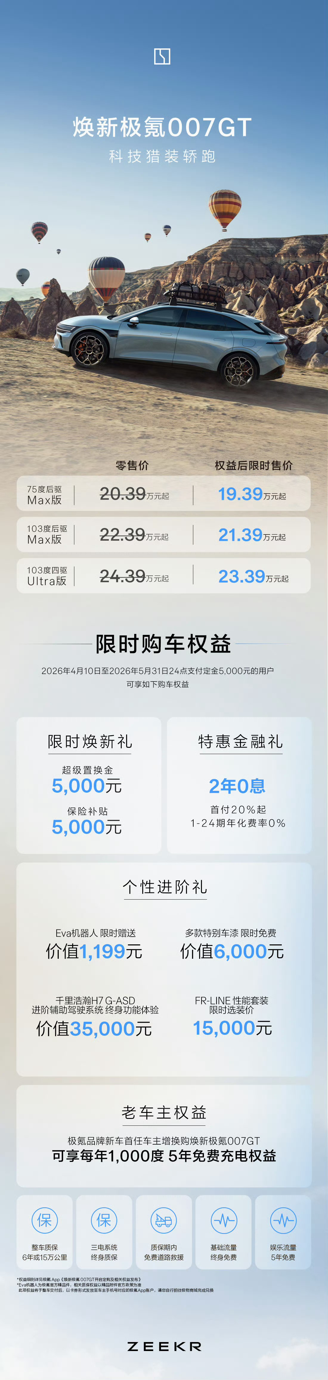 极氪上了3台新车焕新极氪007GT，售价19.39万起焕新新极氪007， 售价1