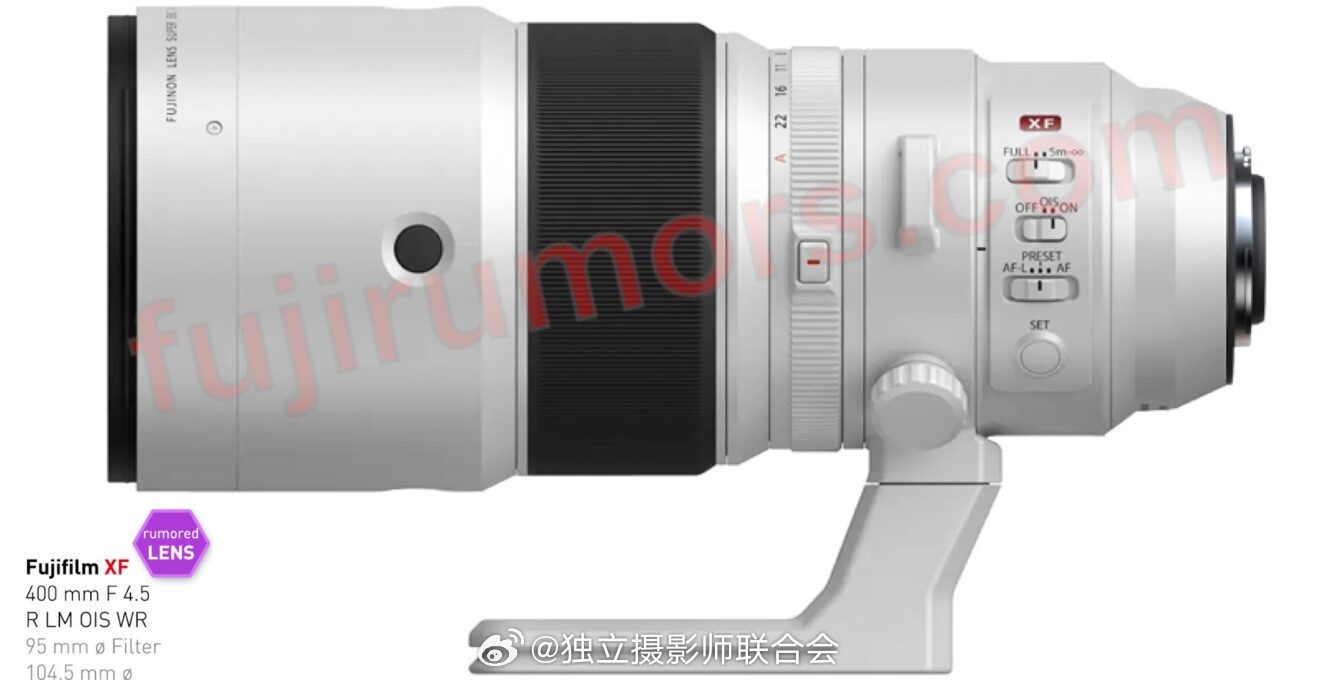 fujirumors消息：富士新品XF400mm f/4.5 R LM OIS 
