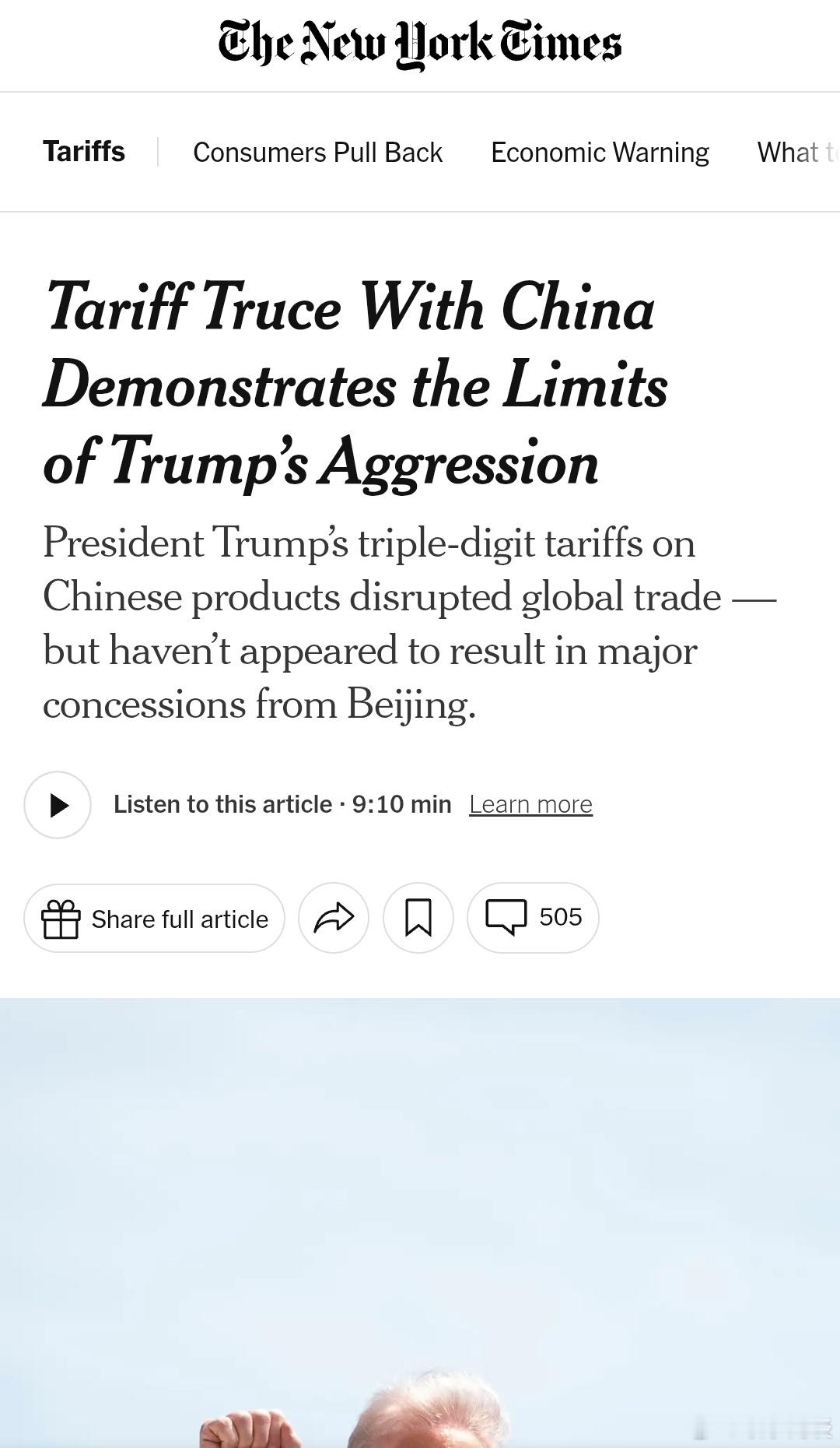 【与中国的关税休战显示了特朗普侵略的局限性】［纽约时报：特朗普总统对中国产品征收