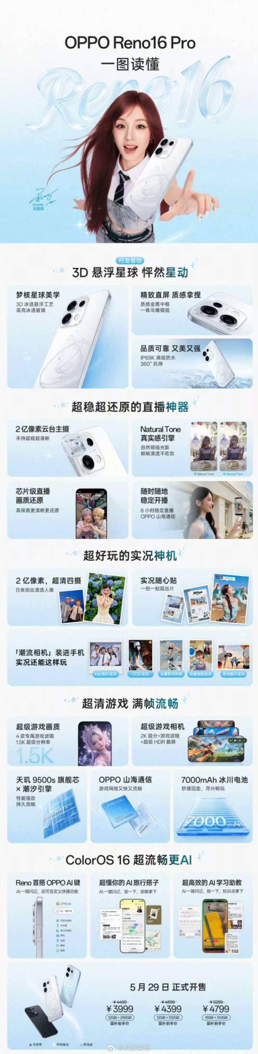 OPPO Reno16系列「繁星」登场，颜值与实力双在线。外观采用3D悬浮星球工