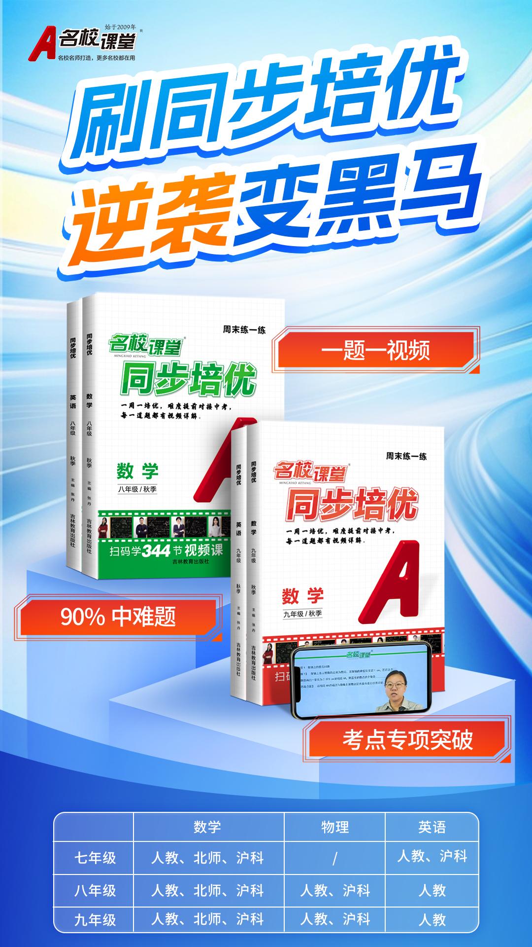 #名校课堂同步培优#
发现学习的秘密武器！2024秋《同步培优》为初中生量身打造