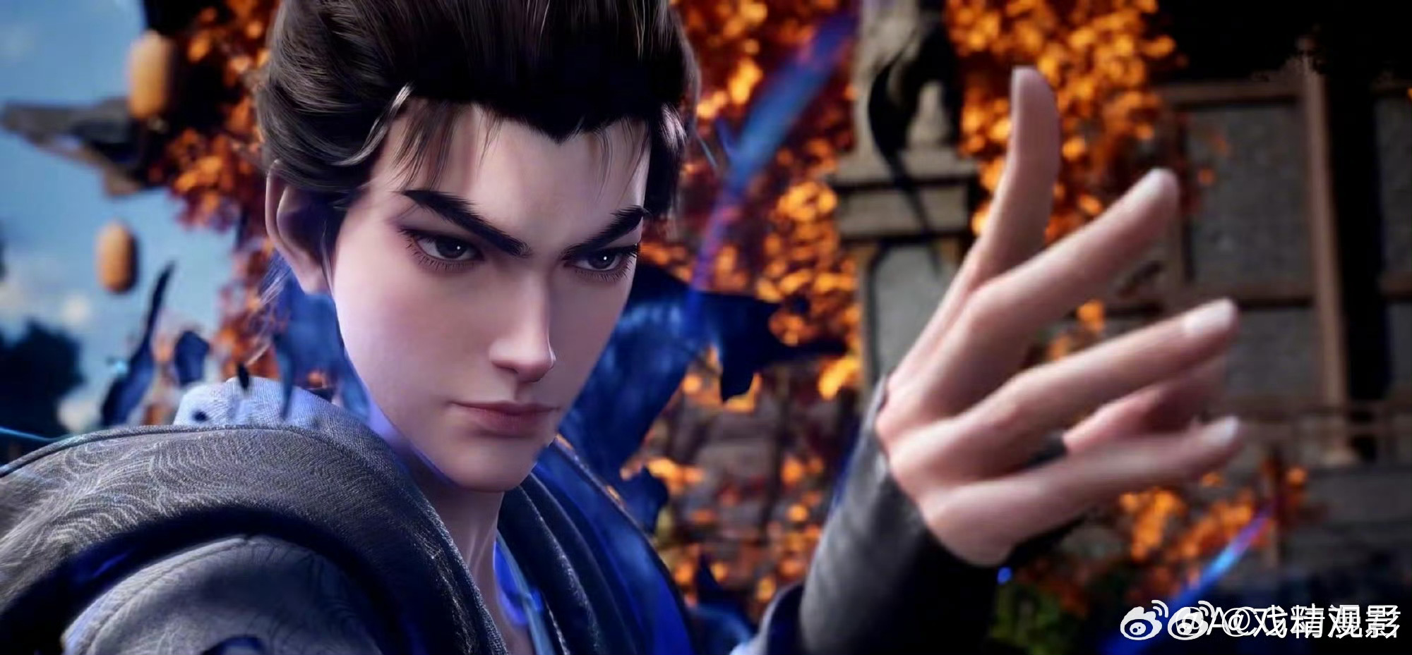 沧元图3孟川新造型曝光 刷到孟川常服新造型直接被帅到，蓝黑银的配色太高级了，护腰