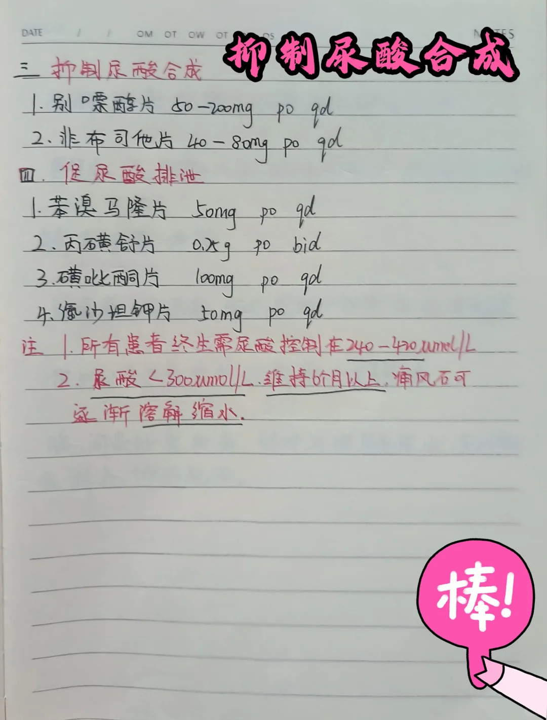 学习笔记分享之抑制尿酸合成！！