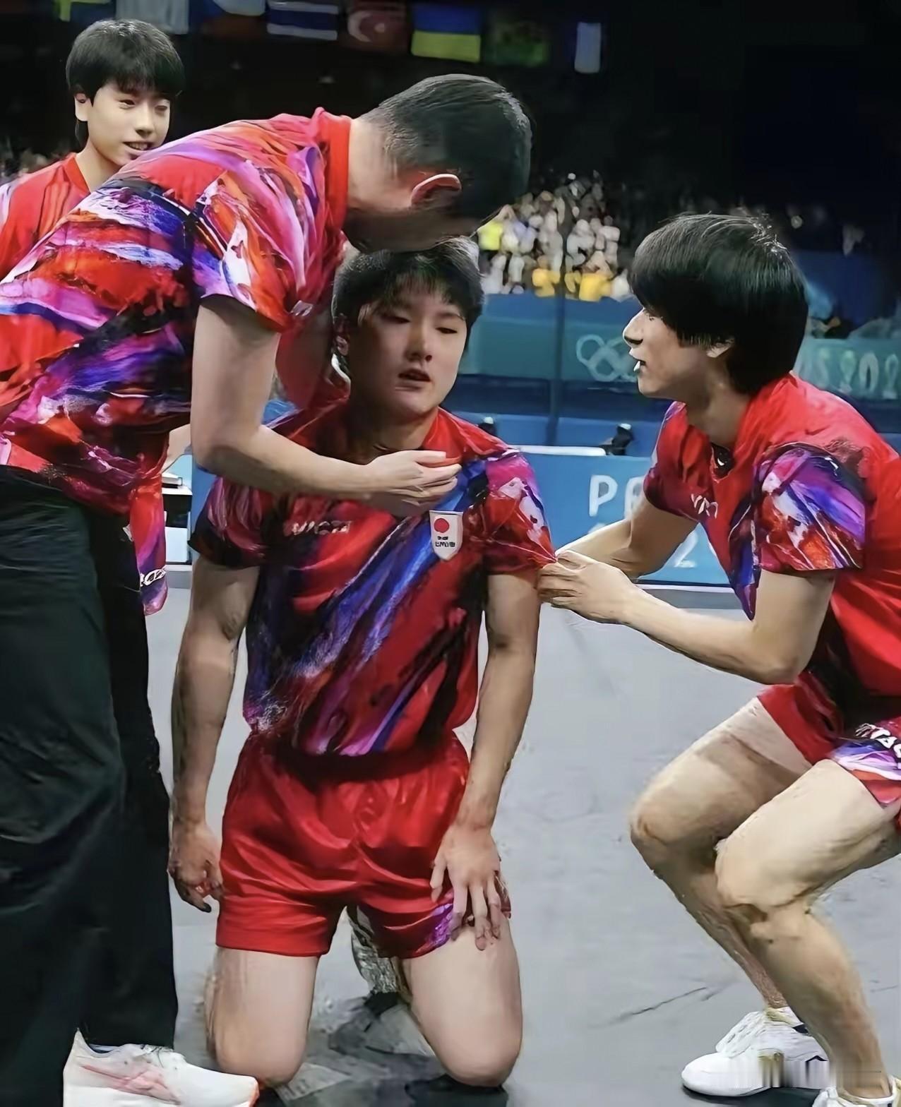 张本智和的求胜欲比纯日本人还强烈！输球后的这一跪，把队友都看笑了！