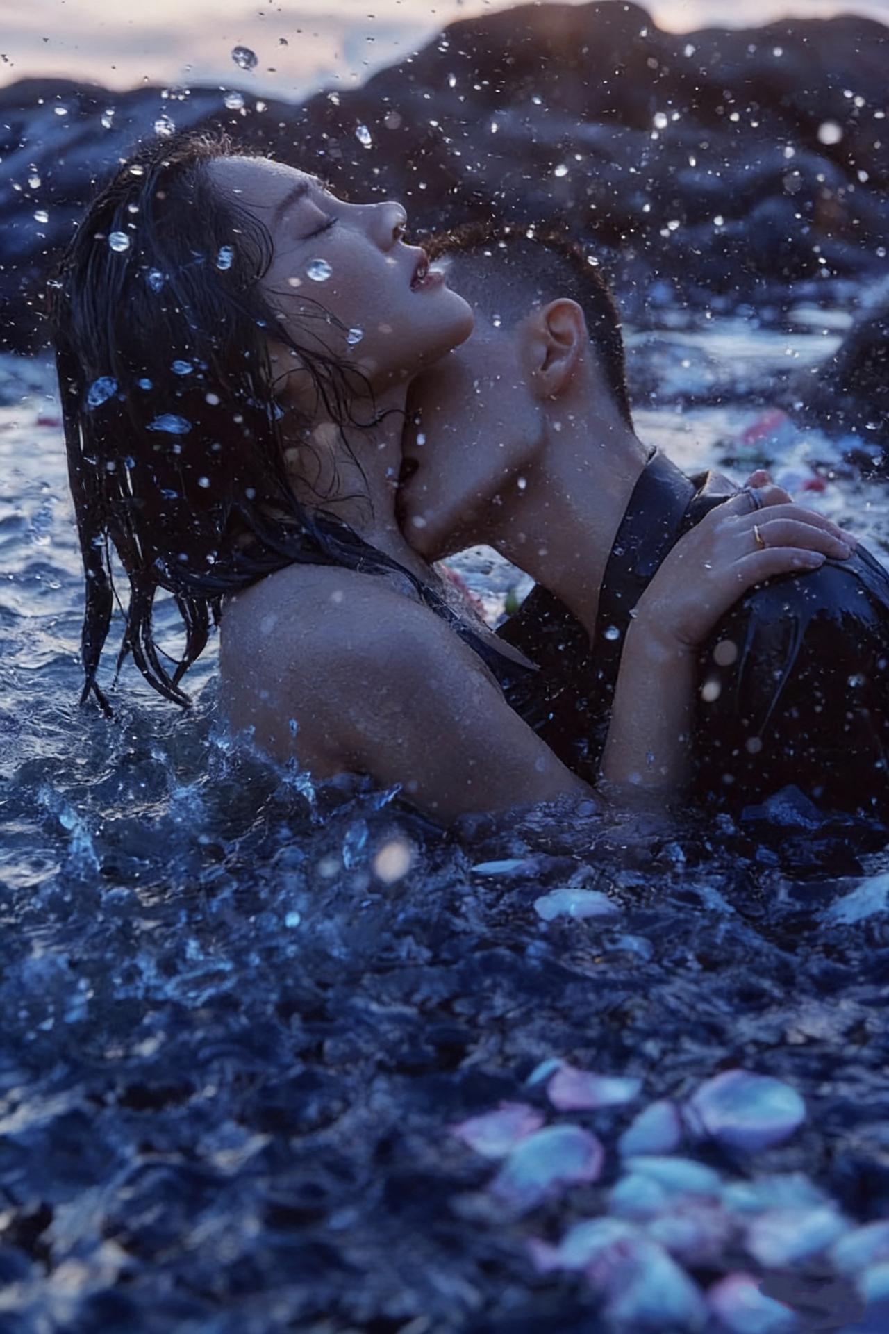 四十岁又怎样？偏要在雨里和你浪到礁石间！管他什么世界规则，我们偏要在雨里扎进海里