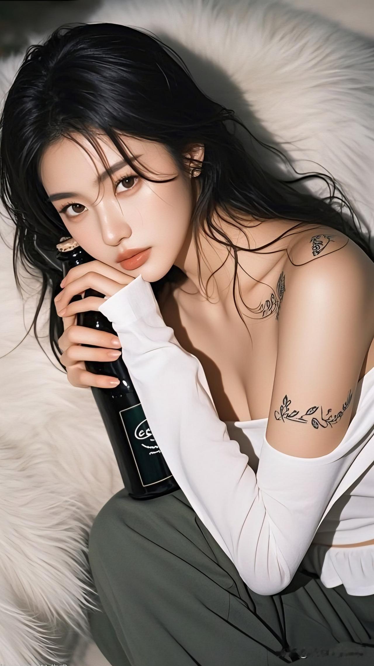 酒香满杯，美人相伴。清雅脱俗的美到底长啥样？ 慵懒午后，黑发少女与酒瓶的邂逅