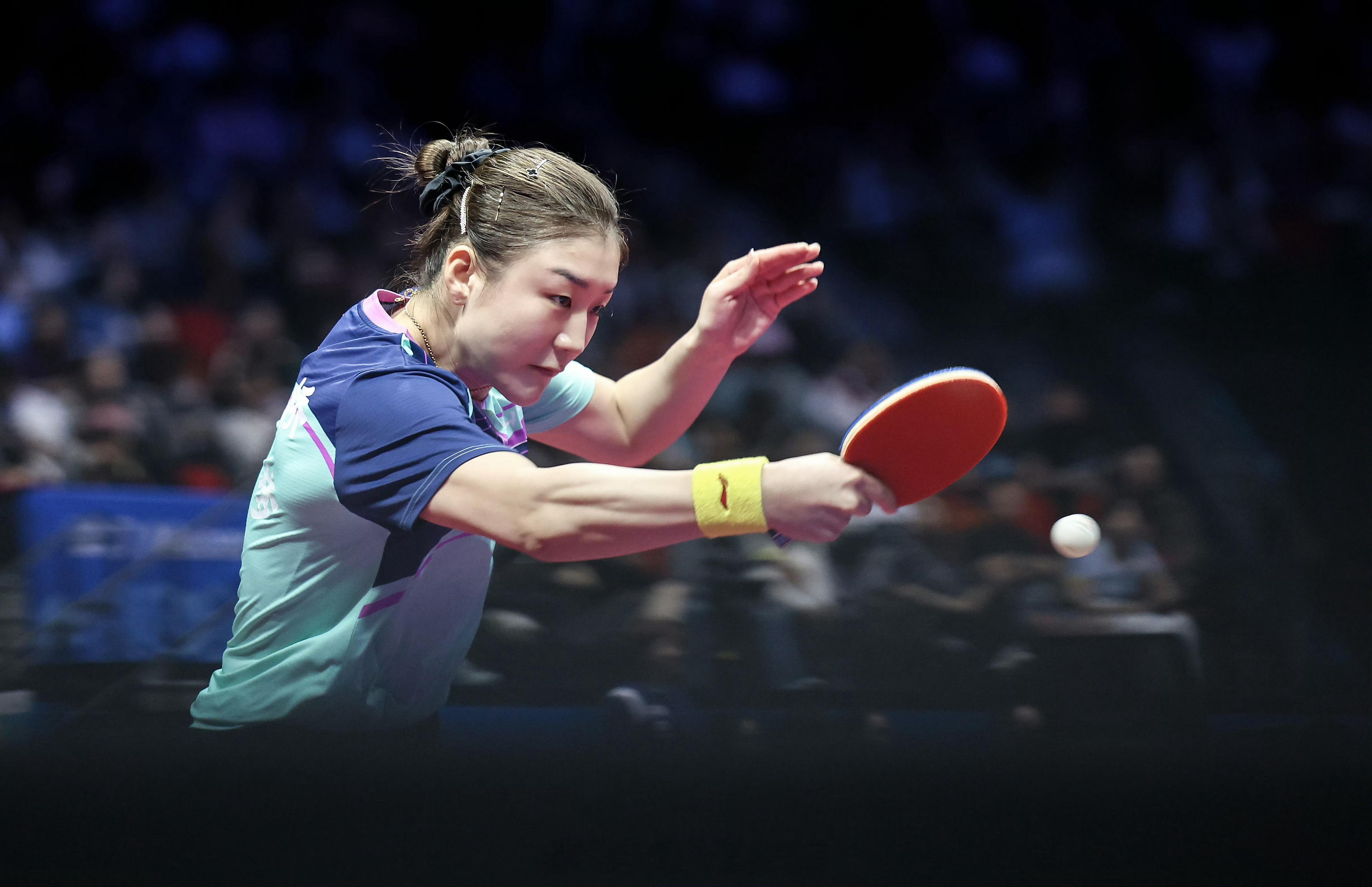 第十五届全运会乒乓球女团1/4决赛山东vs湖南第一局，陈梦/王晓彤13-11胡丽