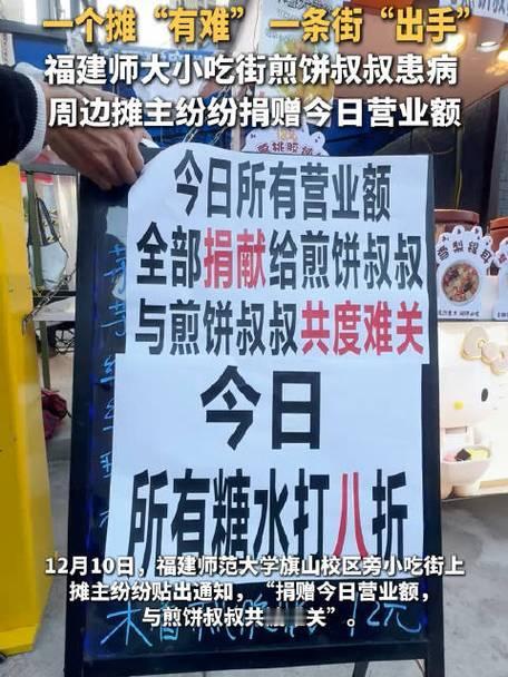 人间烟火处，最暖是人心！
福建师范大学旁的小吃街，最近上演了一幕“偷偷帮忙”的温