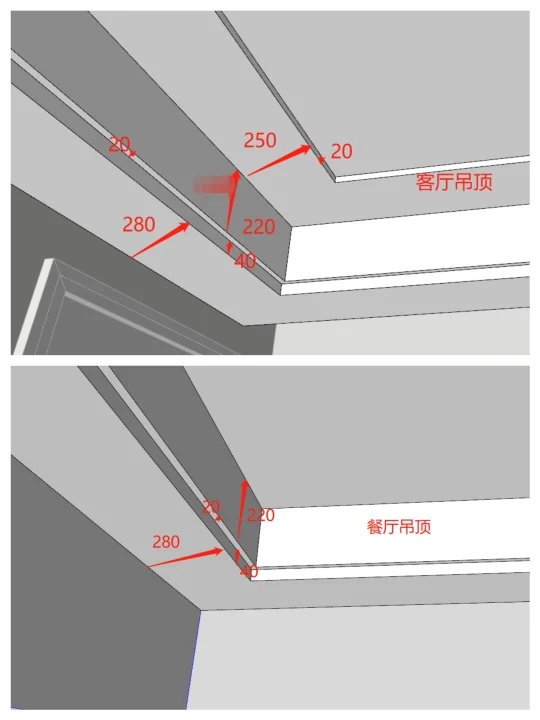 详细尺寸大公开|全屋吊顶背景墙pu线