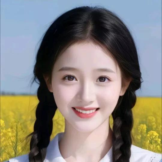春日花田里的甜美少女，笑靥如花，心情大好！