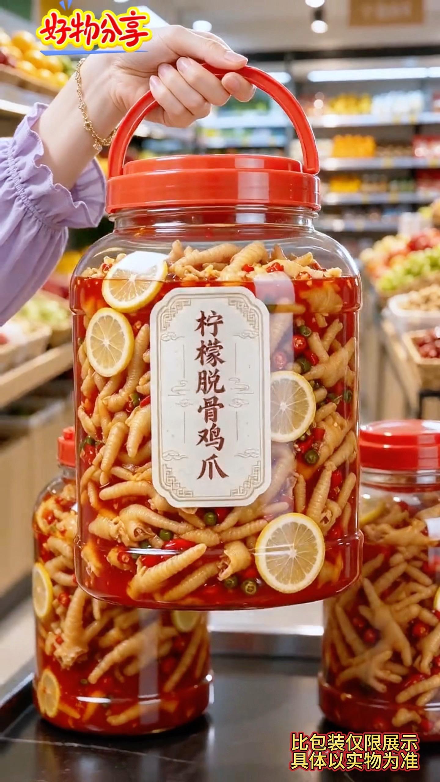 终于让我找到一款好吃又划算的无骨鸡爪了！这家一桶两斤装，配料表很干净...