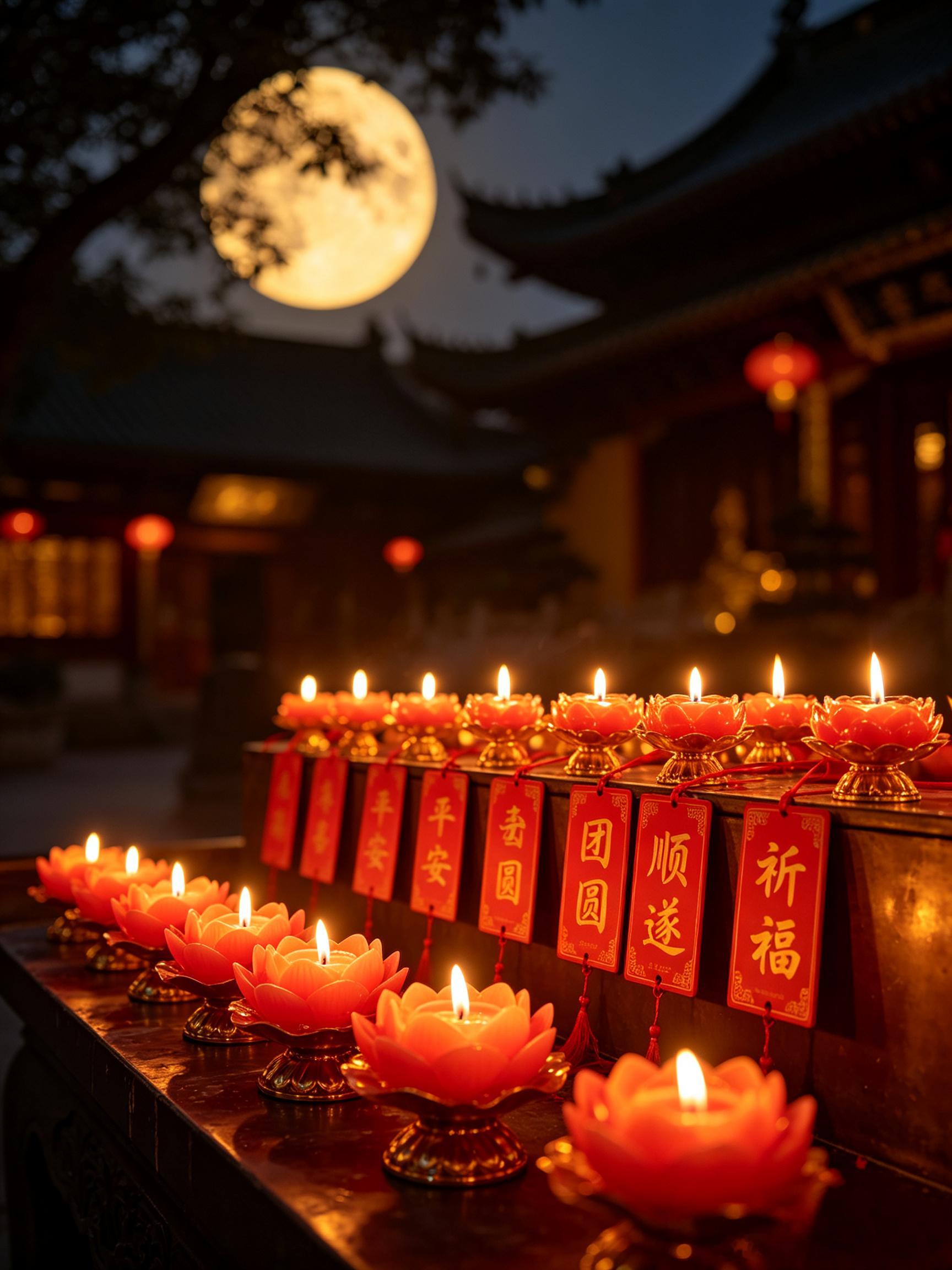 月圆人圆，事事圆满；花好灯好，年年安好。中秋喜乐！中秋节供灯能够开智慧，照亮前方