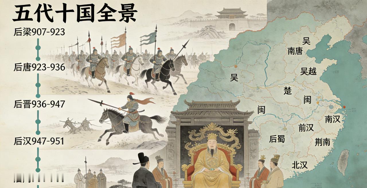 唐亡宋兴间的乱世格局
 
唐朝灭亡后，中原大地进入五代十国的分裂时期，北宋建立以