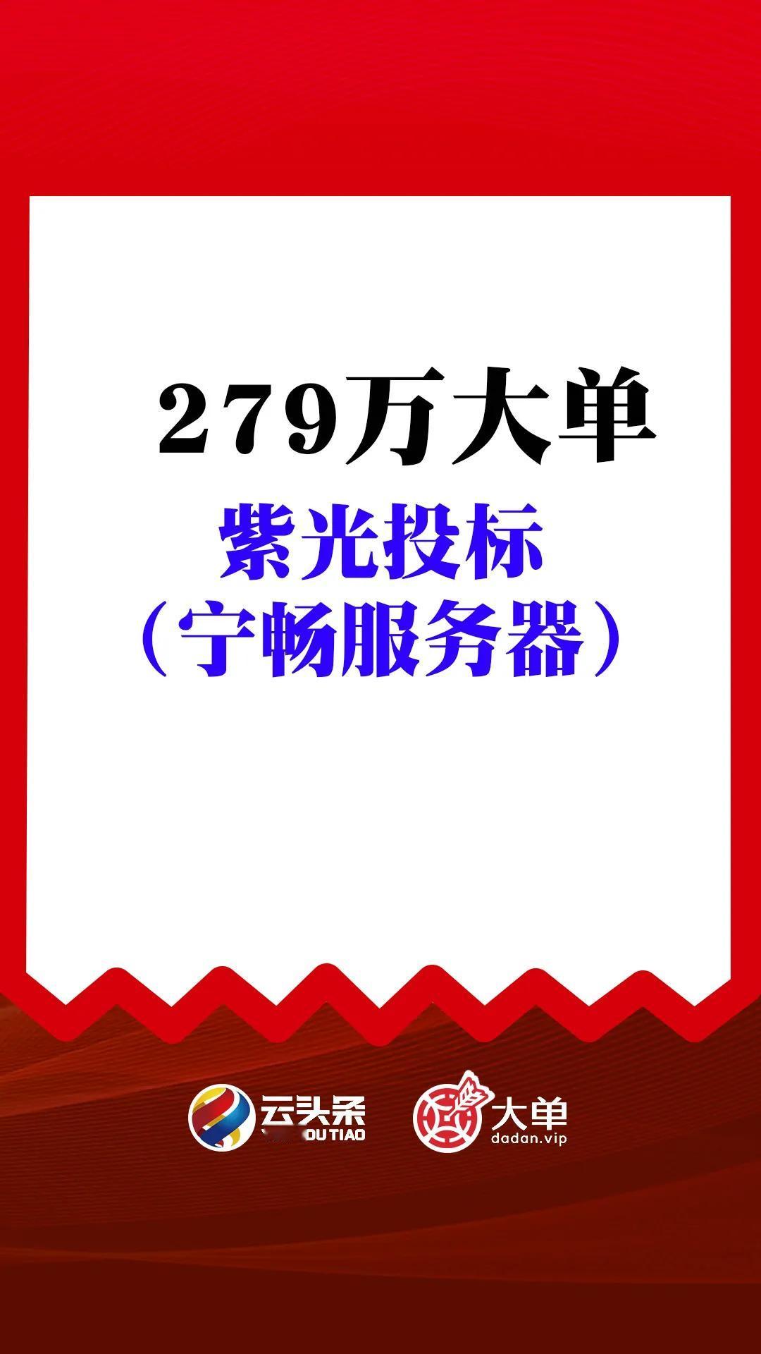 紫光投标（宁畅服务器）中 279 万大单