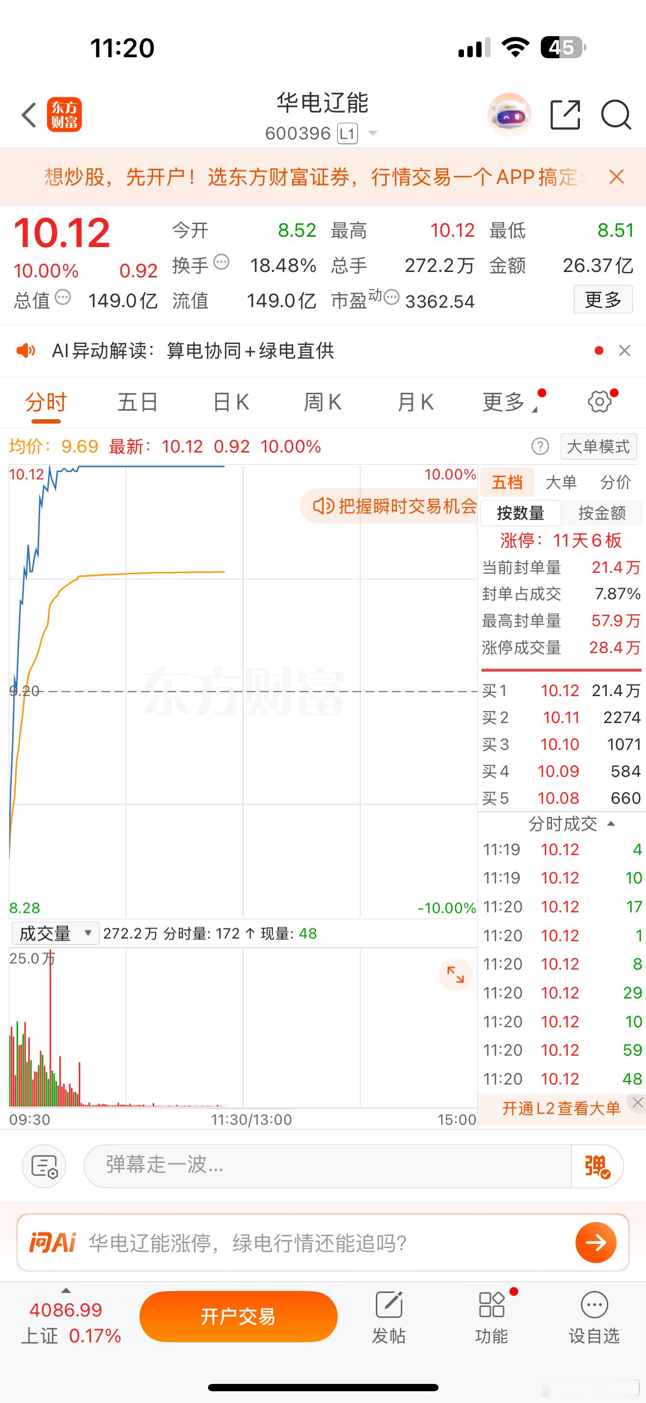 上周五推荐的$华电辽能 sh600396$ 今天直接涨停，恭喜跟上的朋友成功吃肉