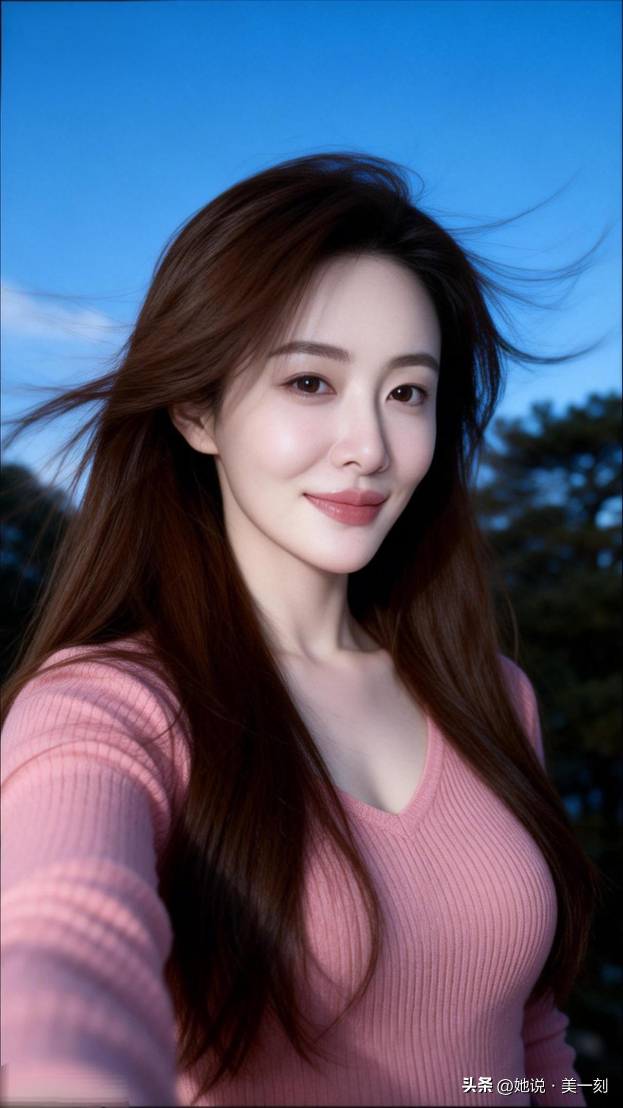 温柔粉毛衣，甜美笑容，元气满满的一天！🌞💕随手一拍的氛围感